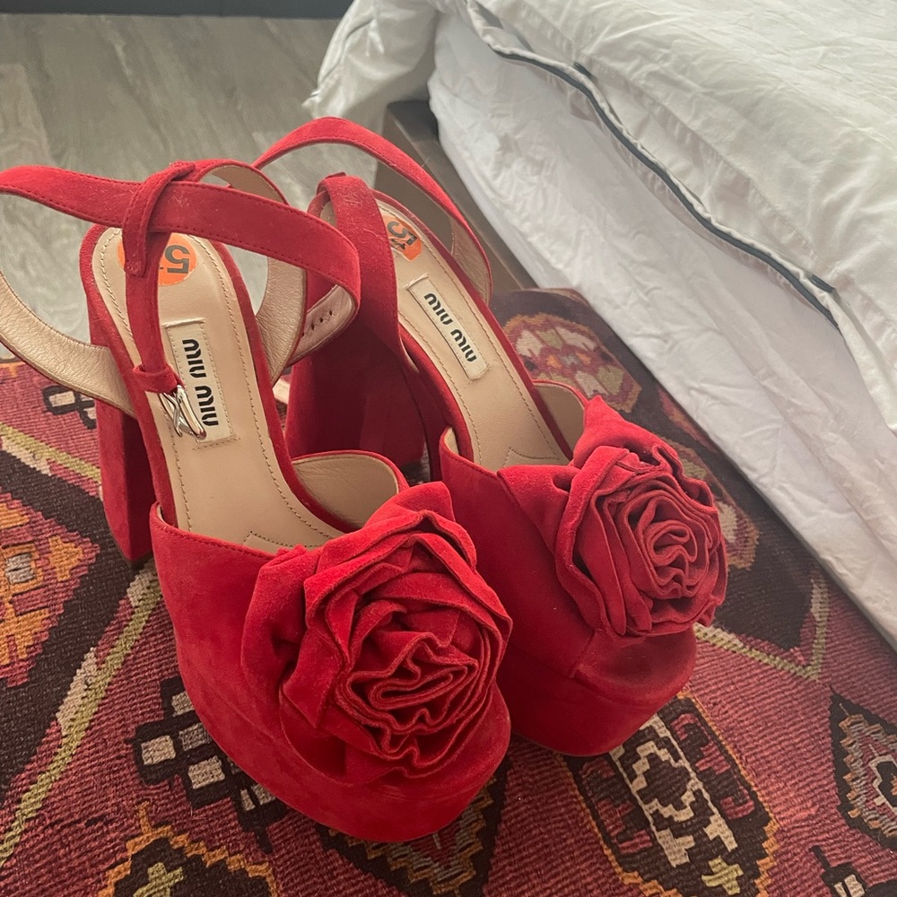Miu Miu Red Platform Heels - image 1
